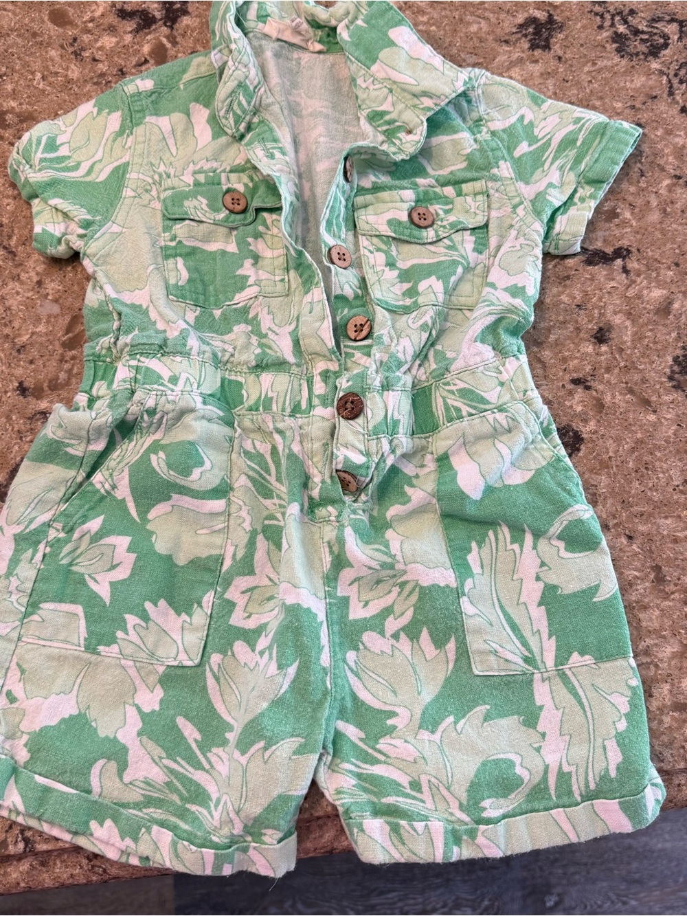 Jessica Simpson Mint Green Floral Girls' Romper